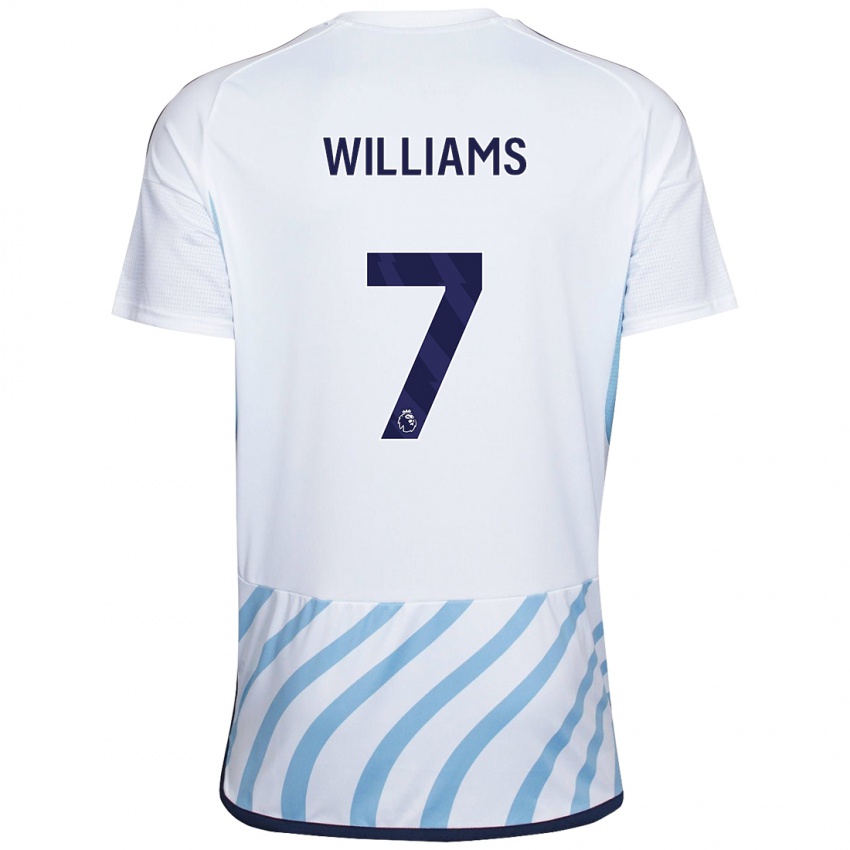 Niño Camiseta Neco Williams #7 Blanco Azul 2ª Equipación 2023/24 La Camisa Perú