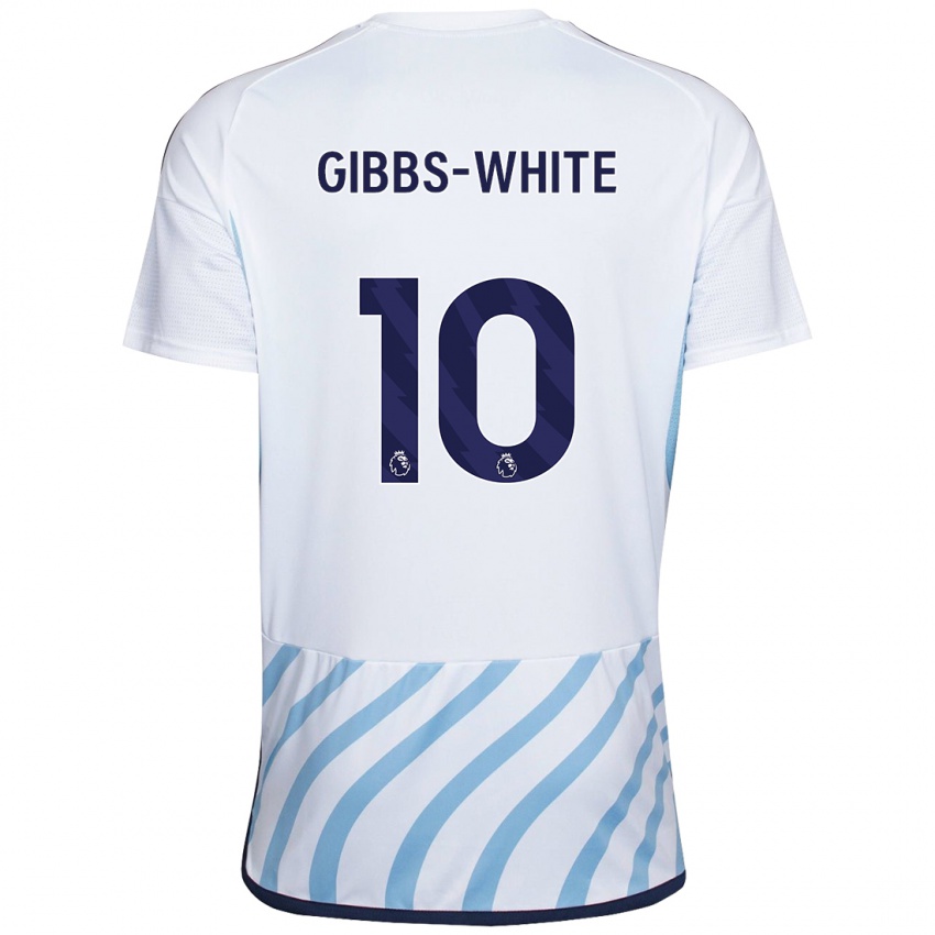 Niño Camiseta Morgan Gibbs-White #10 Blanco Azul 2ª Equipación 2023/24 La Camisa Perú