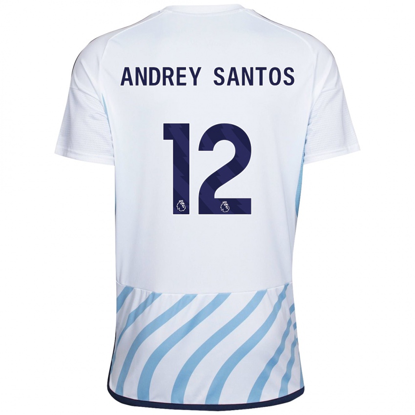 Niño Camiseta Andrey Santos #12 Blanco Azul 2ª Equipación 2023/24 La Camisa Perú