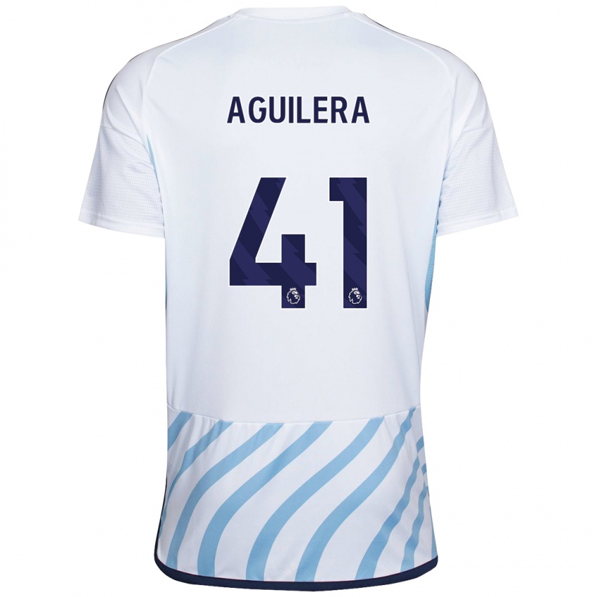 Niño Camiseta Brandon Aguilera #41 Blanco Azul 2ª Equipación 2023/24 La Camisa Perú