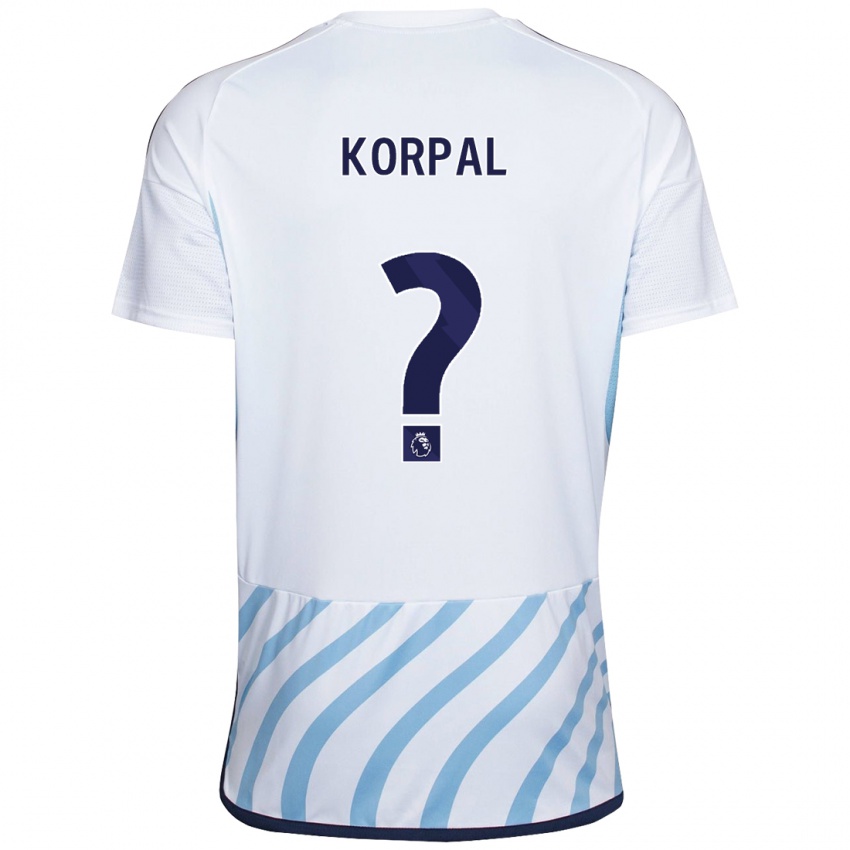 Niño Camiseta Aaron Korpal #0 Blanco Azul 2ª Equipación 2023/24 La Camisa Perú