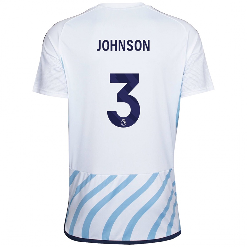 Niño Camiseta Nat Johnson #3 Blanco Azul 2ª Equipación 2023/24 La Camisa Perú