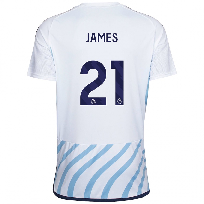 Niño Camiseta Hayley James #21 Blanco Azul 2ª Equipación 2023/24 La Camisa Perú