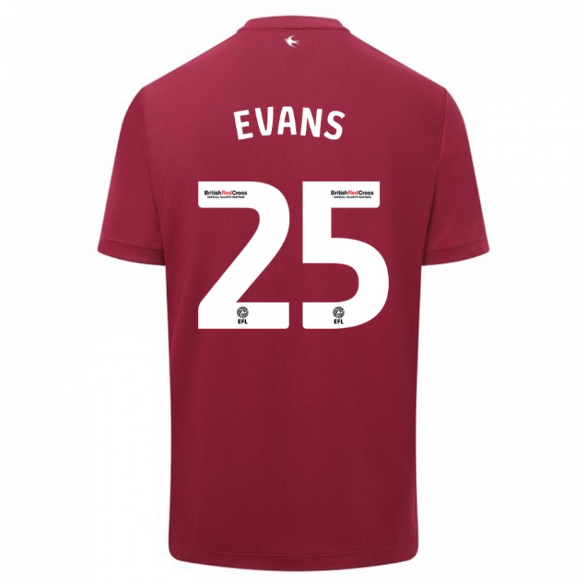 Niño Camiseta Kieron Evans #25 Rojo 2ª Equipación 2023/24 La Camisa Perú