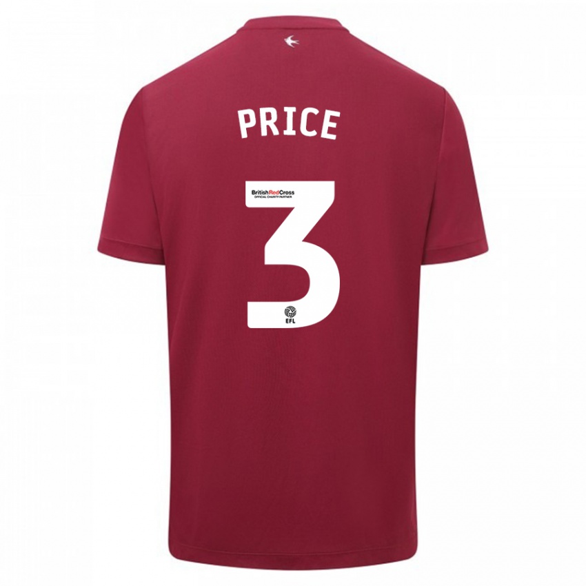 Niño Camiseta Ffion Price #3 Rojo 2ª Equipación 2023/24 La Camisa Perú