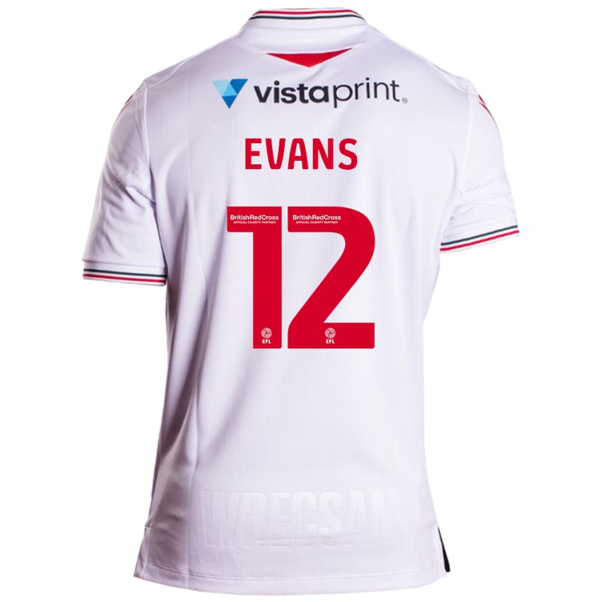 Niño Camiseta George Evans #12 Blanco 2ª Equipación 2023/24 La Camisa Perú
