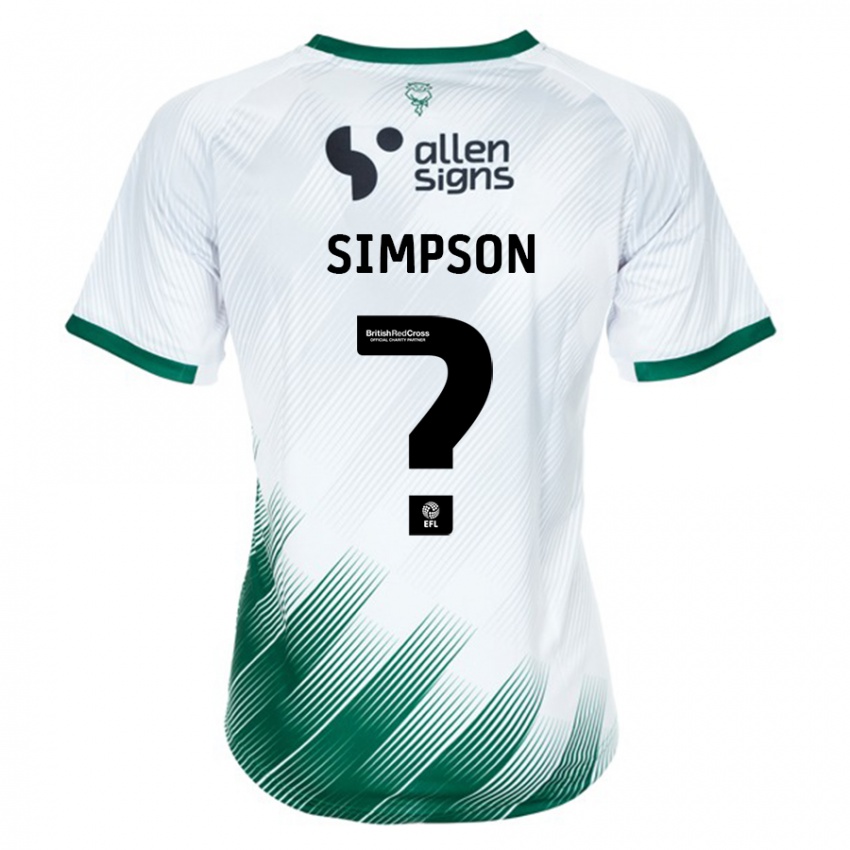 Niño Camiseta John Simpson #0 Blanco 2ª Equipación 2023/24 La Camisa Perú