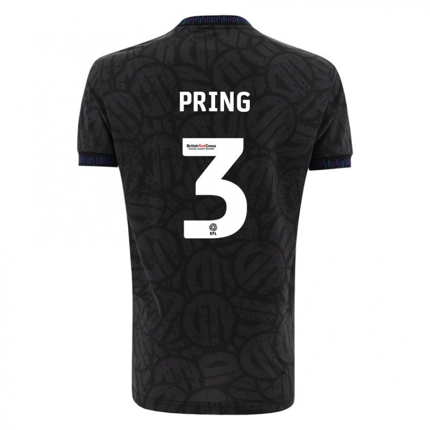 Niño Camiseta Cameron Pring #3 Negro 2ª Equipación 2023/24 La Camisa Perú