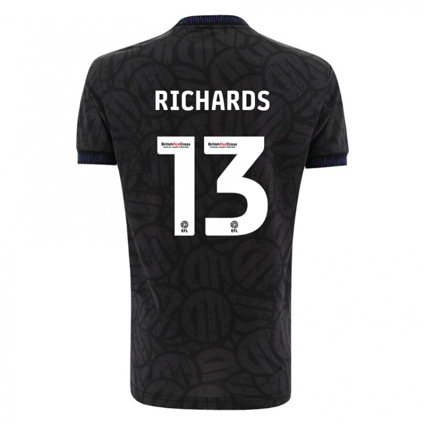 Niño Camiseta Harvey Wiles-Richards #13 Negro 2ª Equipación 2023/24 La Camisa Perú