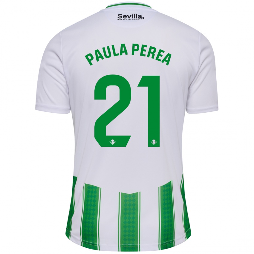 Hombre Camiseta Paula Perea Ramírez #21 Blanco 1ª Equipación 2023/24 La Camisa Perú