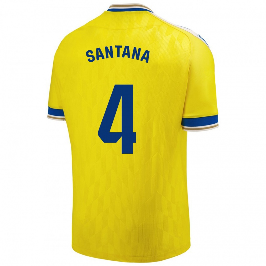 Hombre Camiseta María Del Carmen Santana Vázquez #4 Amarillo 1ª Equipación 2023/24 La Camisa Perú