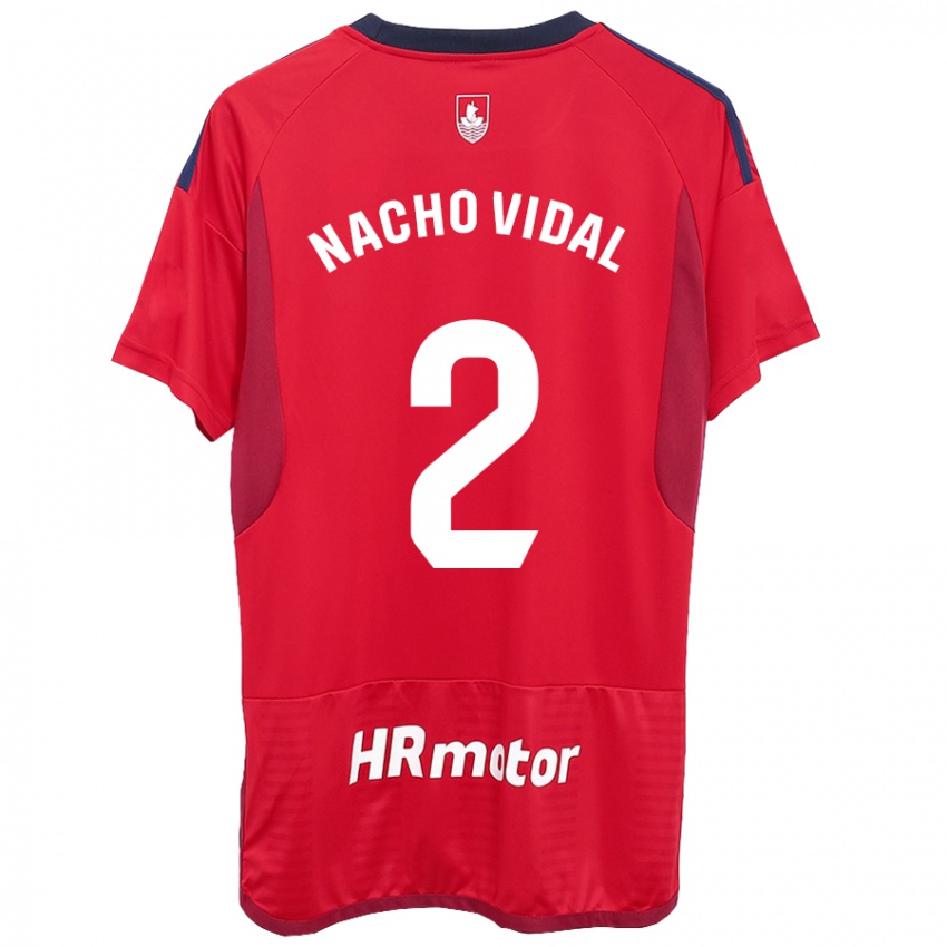 Hombre Camiseta Nacho Vidal #2 Rojo 1ª Equipación 2023/24 La Camisa Perú