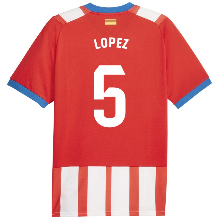 Hombre Camiseta David López #5 Rojo Blanco 1ª Equipación 2023/24 La Camisa Perú