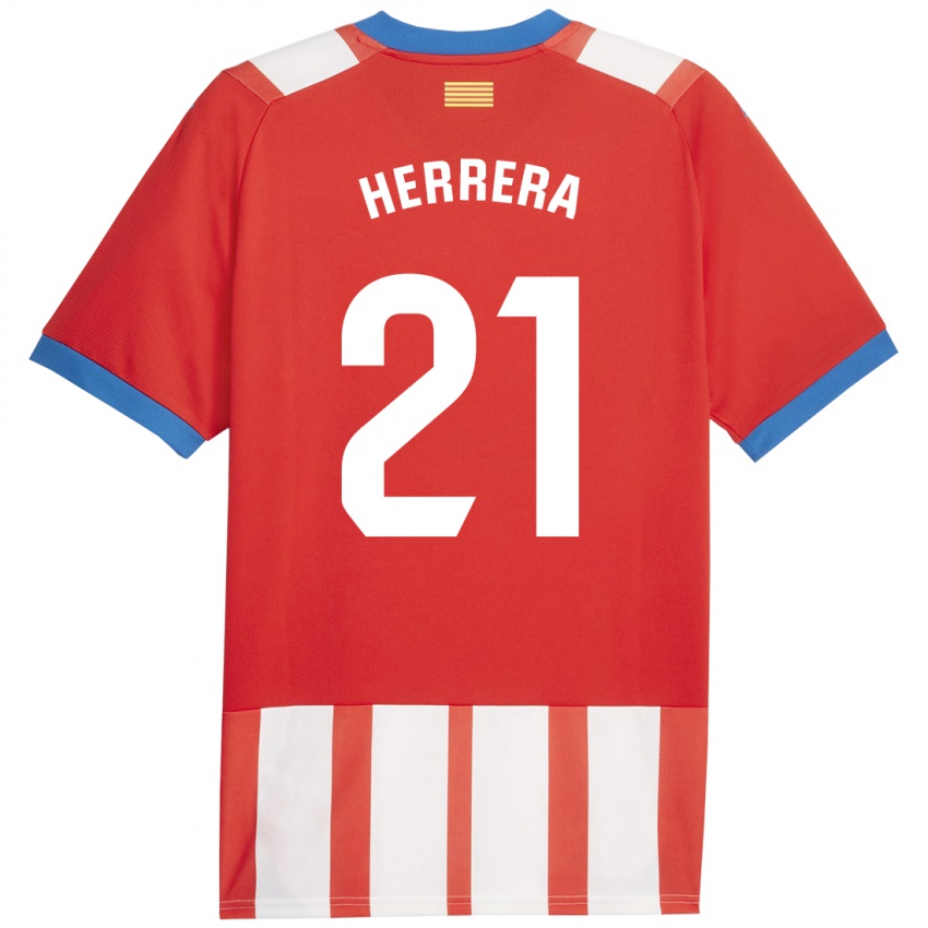 Hombre Camiseta Yangel Herrera #21 Rojo Blanco 1ª Equipación 2023/24 La Camisa Perú