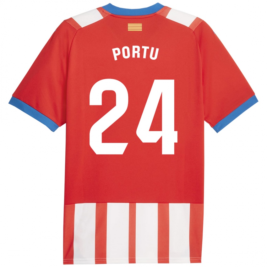 Hombre Camiseta Portu #24 Rojo Blanco 1ª Equipación 2023/24 La Camisa Perú
