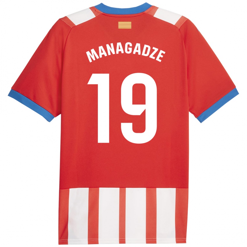 Hombre Camiseta Luka Managadze #19 Rojo Blanco 1ª Equipación 2023/24 La Camisa Perú