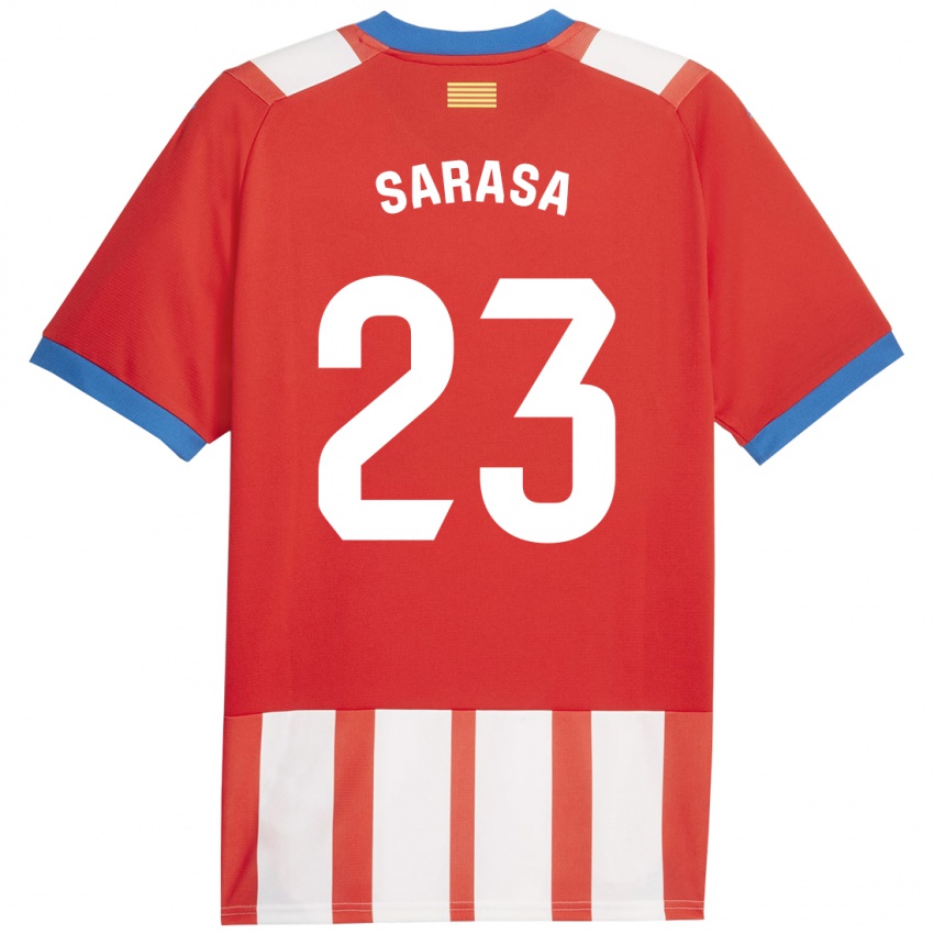 Hombre Camiseta Javier Sarasa #23 Rojo Blanco 1ª Equipación 2023/24 La Camisa Perú