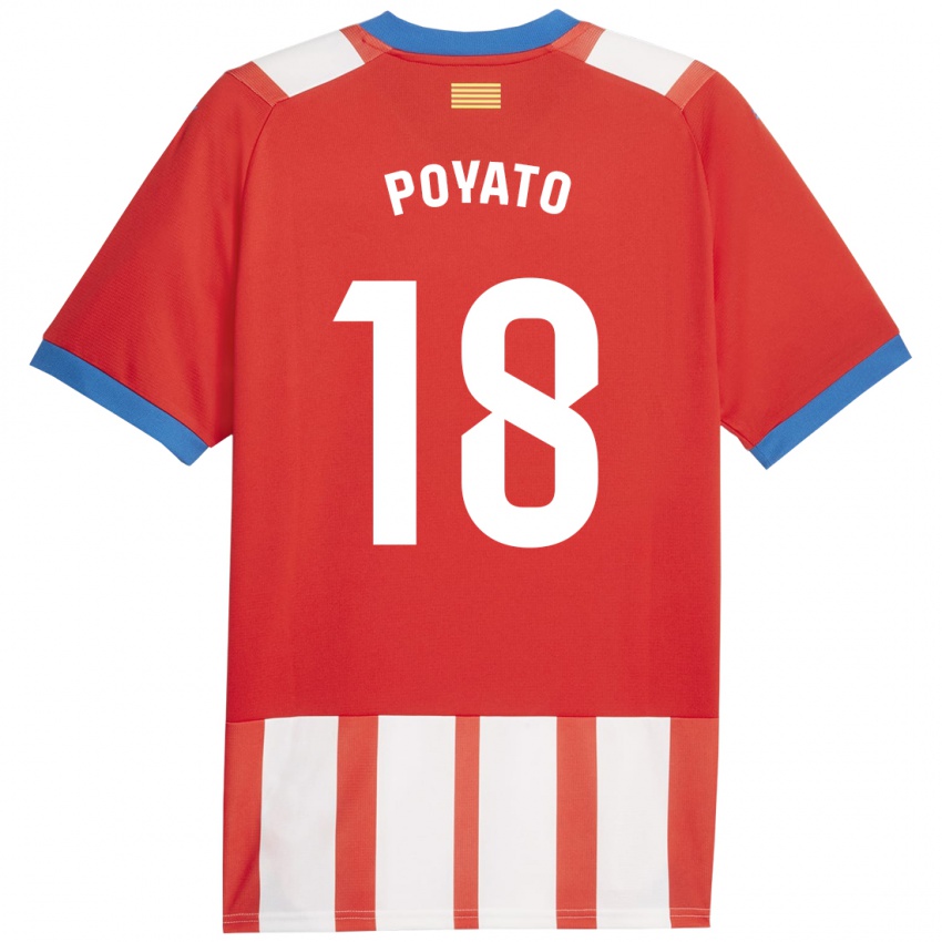 Hombre Camiseta Marina Poyato #18 Rojo Blanco 1ª Equipación 2023/24 La Camisa Perú