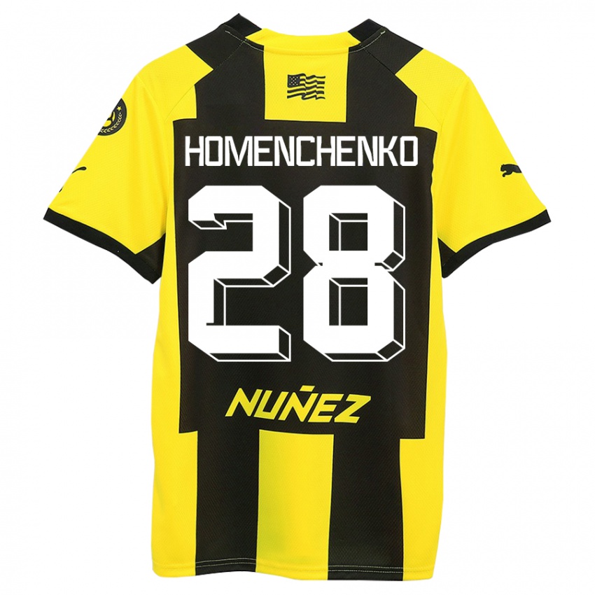 Hombre Camiseta Santiago Homenchenko #28 Amarillo Negro 1ª Equipación 2023/24 La Camisa Perú
