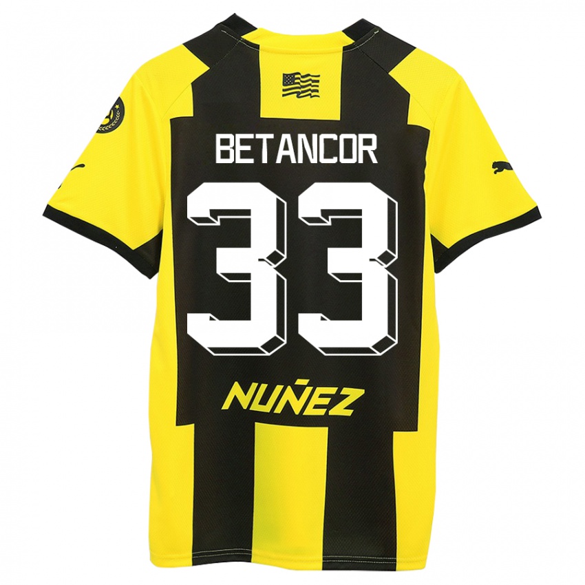 Hombre Camiseta Bruno Betancor #33 Amarillo Negro 1ª Equipación 2023/24 La Camisa Perú