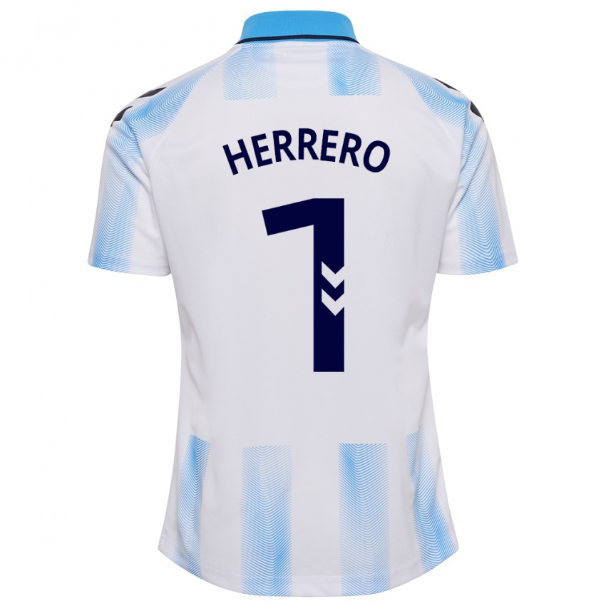 Hombre Camiseta Alfonso Herrero #1 Blanco Azul 1ª Equipación 2023/24 La Camisa Perú