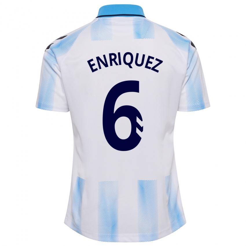 Hombre Camiseta Ramón Enríquez #6 Blanco Azul 1ª Equipación 2023/24 La Camisa Perú