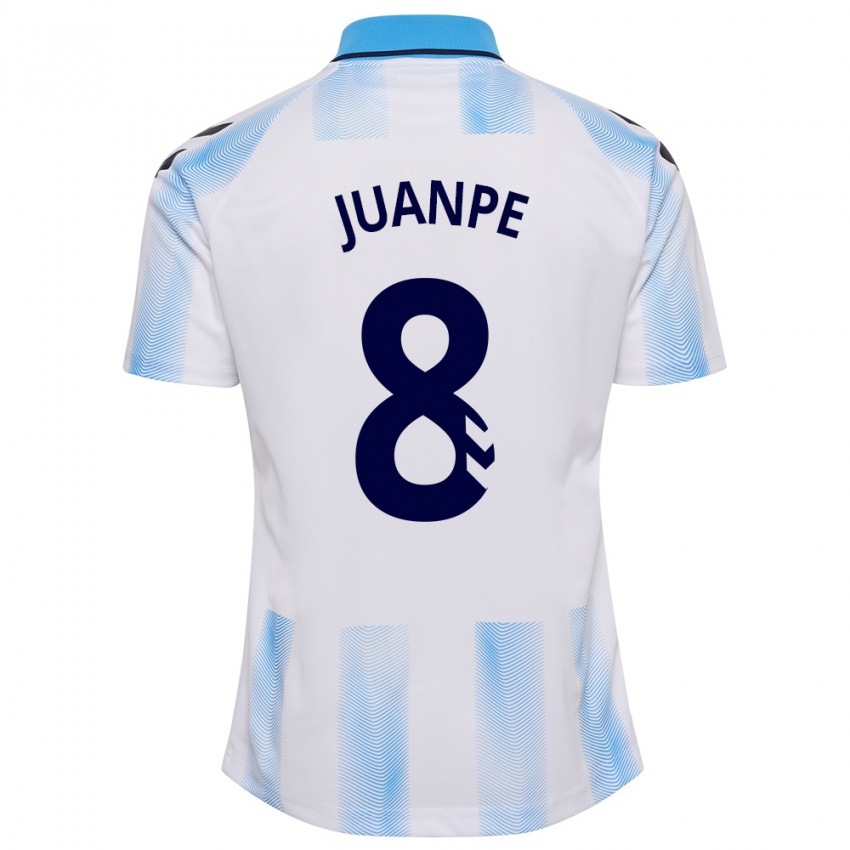 Hombre Camiseta Juanpe #8 Blanco Azul 1ª Equipación 2023/24 La Camisa Perú