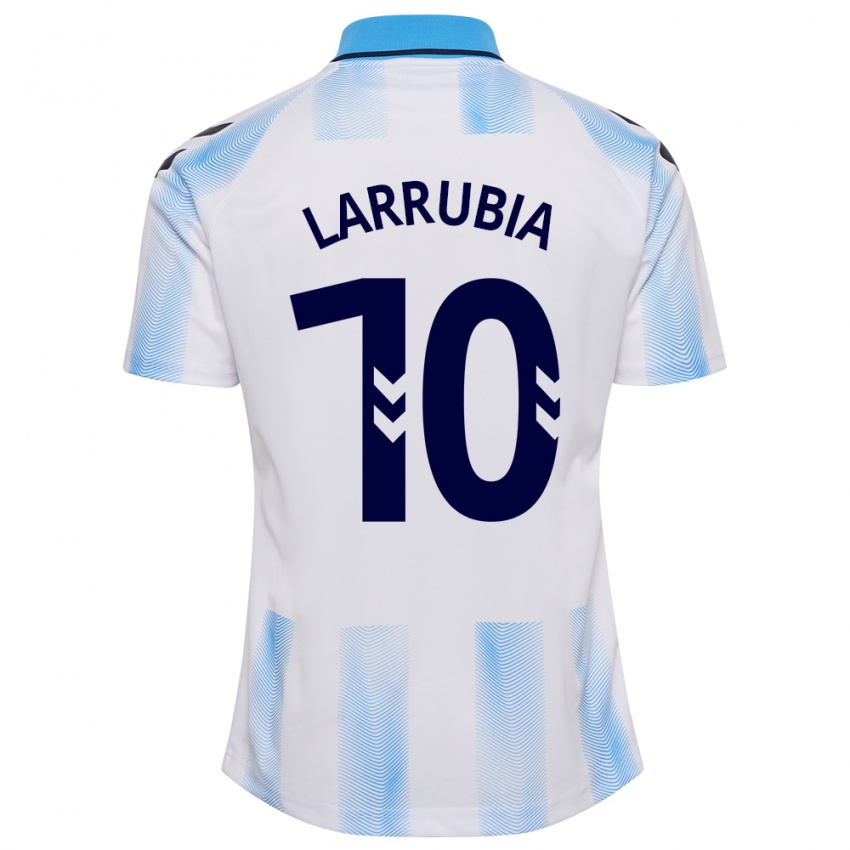 Hombre Camiseta David Larrubia #10 Blanco Azul 1ª Equipación 2023/24 La Camisa Perú