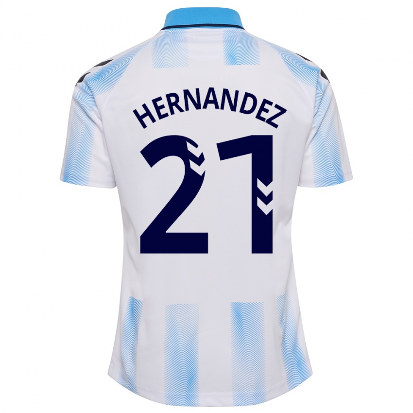 Hombre Camiseta Juan Hernández #21 Blanco Azul 1ª Equipación 2023/24 La Camisa Perú
