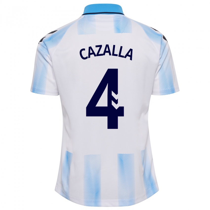 Hombre Camiseta Marta Cazalla #4 Blanco Azul 1ª Equipación 2023/24 La Camisa Perú