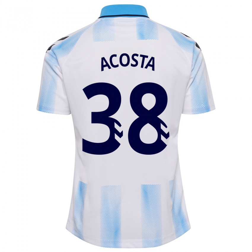 Hombre Camiseta Judith Acosta #38 Blanco Azul 1ª Equipación 2023/24 La Camisa Perú