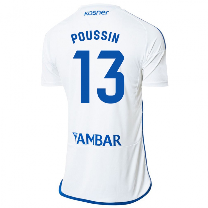 Hombre Camiseta Gaëtan Poussin #13 Blanco 1ª Equipación 2023/24 La Camisa Perú