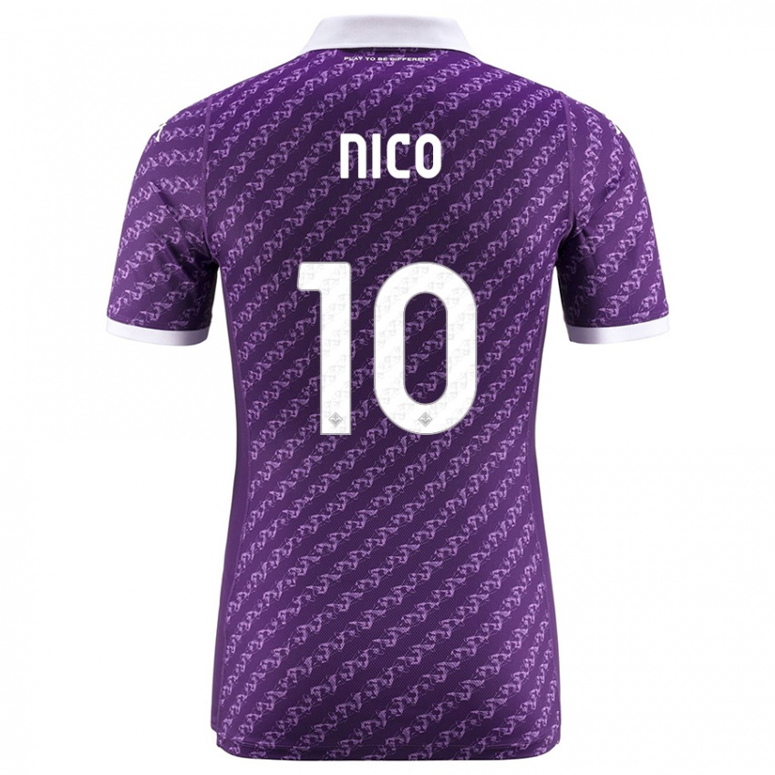 Hombre Camiseta Nicolas Gonzalez #10 Violeta 1ª Equipación 2023/24 La Camisa Perú