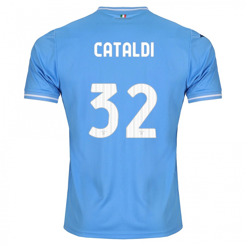 Hombre Camiseta Danilo Cataldi #32 Azul 1ª Equipación 2023/24 La Camisa Perú