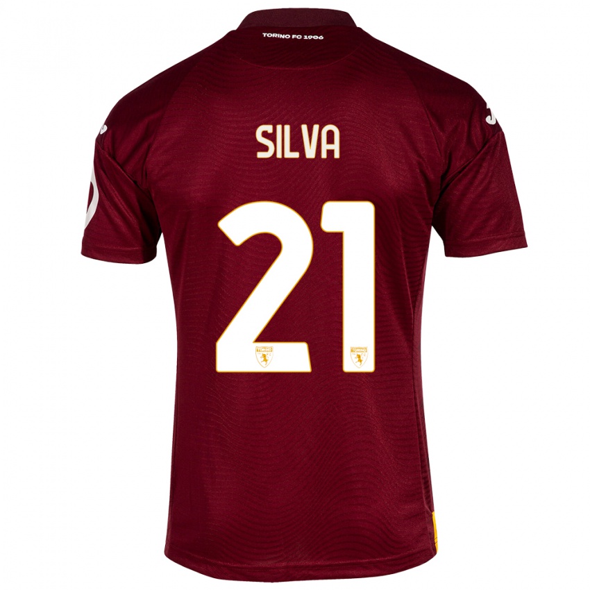 Hombre Camiseta Jonathan Silva #21 Rojo Oscuro 1ª Equipación 2023/24 La Camisa Perú