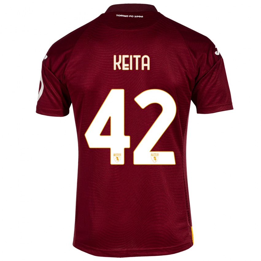 Hombre Camiseta Karamoko Keita #42 Rojo Oscuro 1ª Equipación 2023/24 La Camisa Perú