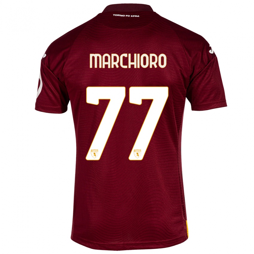 Hombre Camiseta Raffaele Marchioro #77 Rojo Oscuro 1ª Equipación 2023/24 La Camisa Perú