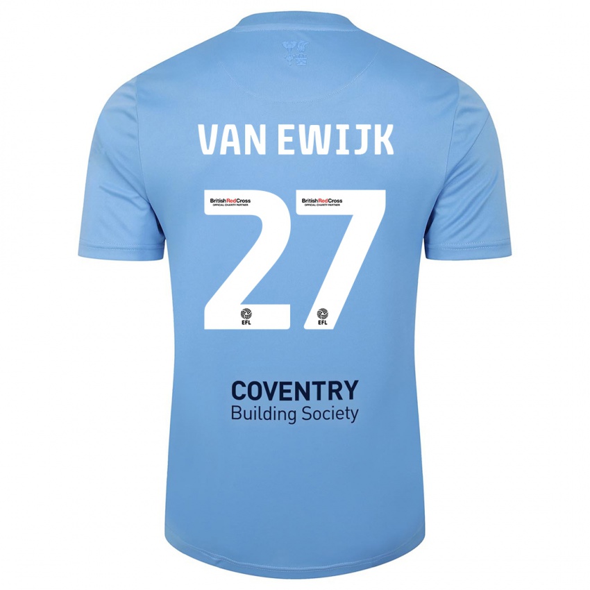 Hombre Camiseta Milan Van Ewijk #27 Cielo Azul 1ª Equipación 2023/24 La Camisa Perú