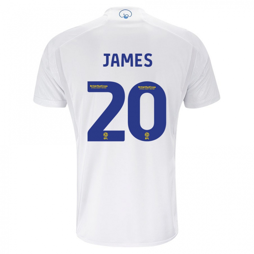 Hombre Camiseta Daniel James #20 Blanco 1ª Equipación 2023/24 La Camisa Perú