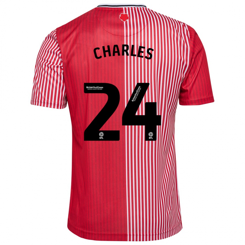 Hombre Camiseta Shea Charles #24 Rojo 1ª Equipación 2023/24 La Camisa Perú