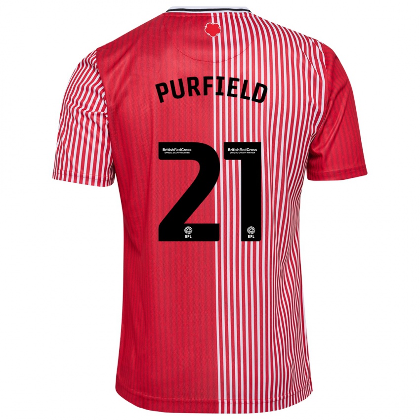 Hombre Camiseta Jemma Elizabeth Purfield #21 Rojo 1ª Equipación 2023/24 La Camisa Perú