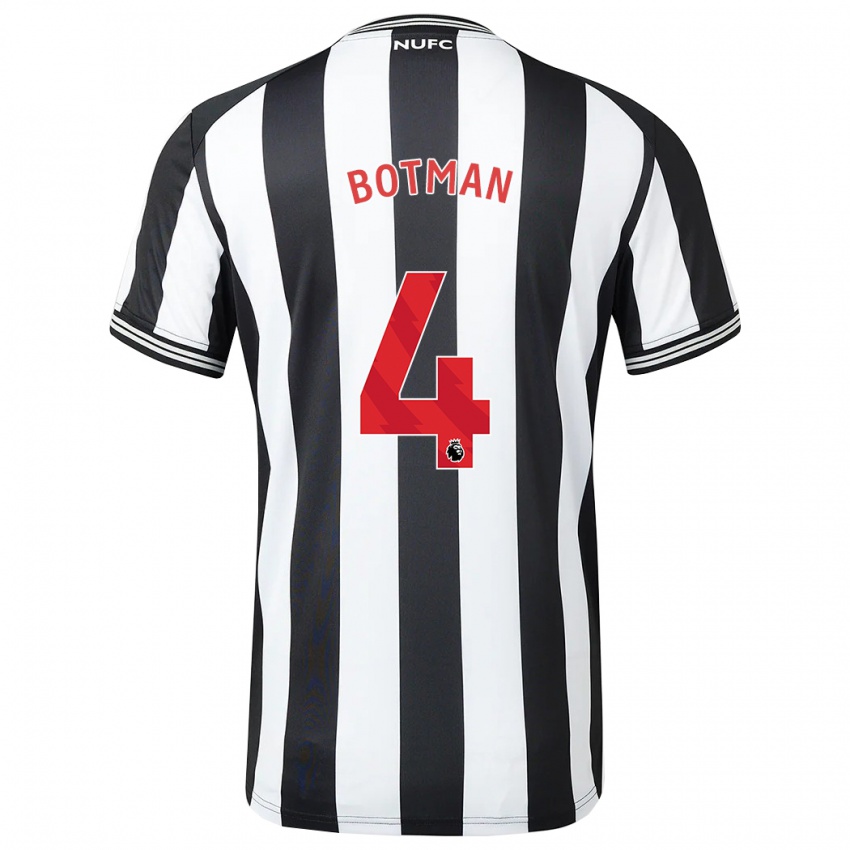 Hombre Camiseta Sven Botman #4 Blanco Negro 1ª Equipación 2023/24 La Camisa Perú