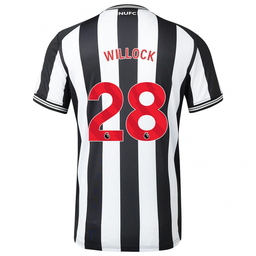 Hombre Camiseta Joe Willock #28 Blanco Negro 1ª Equipación 2023/24 La Camisa Perú