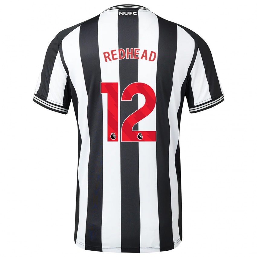 Hombre Camiseta Cara Milne-Redhead #12 Blanco Negro 1ª Equipación 2023/24 La Camisa Perú