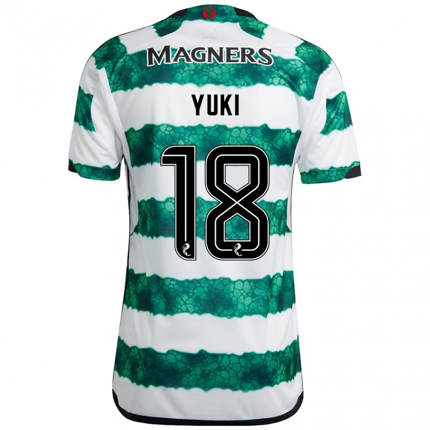 Hombre Camiseta Yuki Kobayashi #18 Verde 1ª Equipación 2023/24 La Camisa Perú