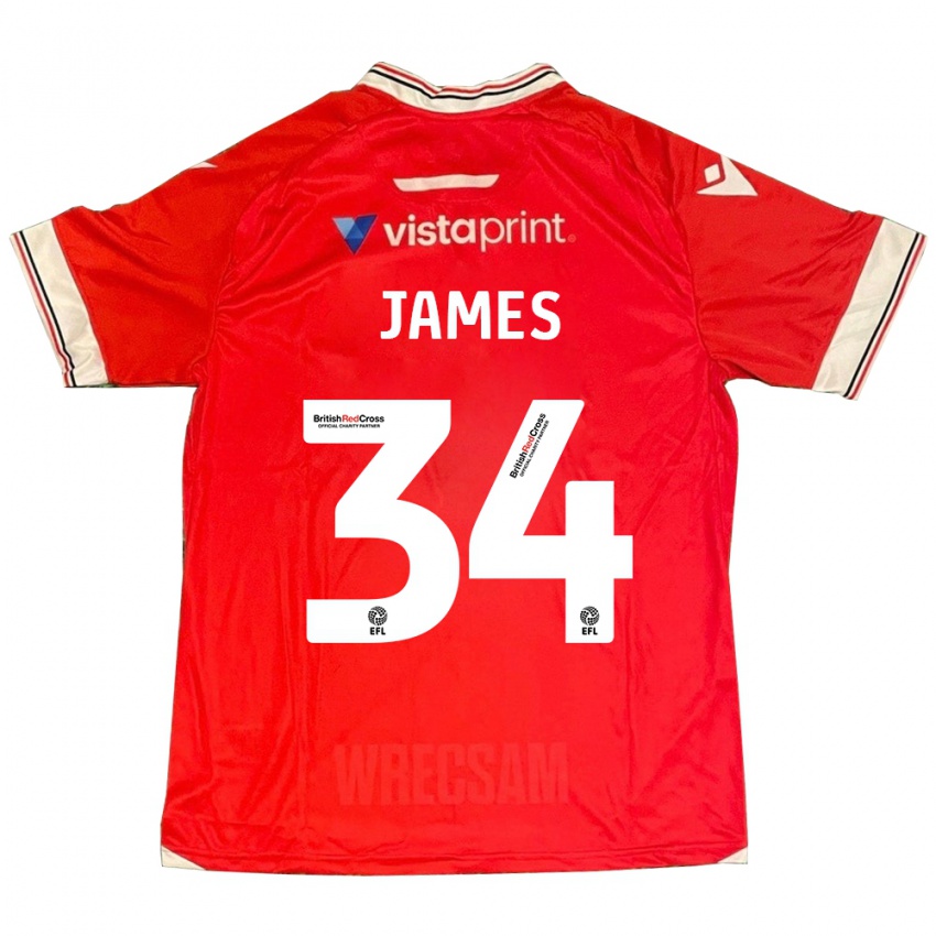 Hombre Camiseta Aaron James #34 Rojo 1ª Equipación 2023/24 La Camisa Perú