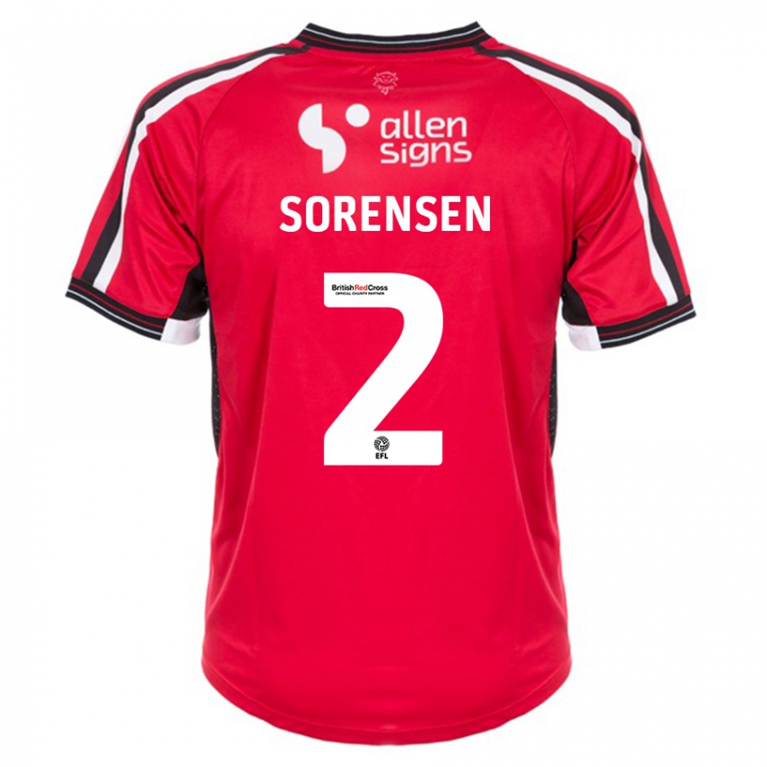 Hombre Camiseta Lasse Sörensen #2 Rojo 1ª Equipación 2023/24 La Camisa Perú