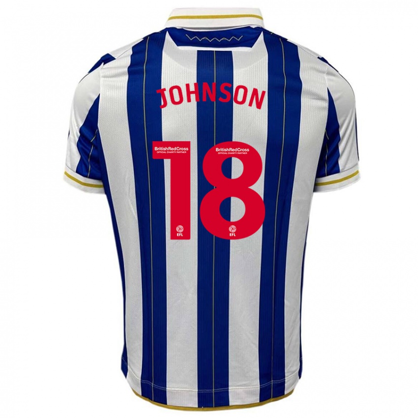 Hombre Camiseta Marvin Johnson #18 Azul Blanco 1ª Equipación 2023/24 La Camisa Perú