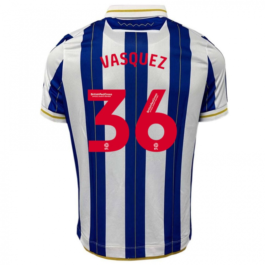 Hombre Camiseta Devis Vásquez #36 Azul Blanco 1ª Equipación 2023/24 La Camisa Perú