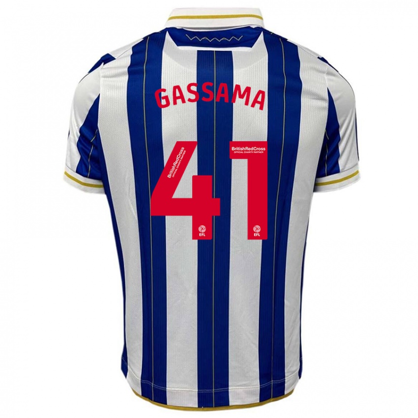 Hombre Camiseta Djeidi Gassama #41 Azul Blanco 1ª Equipación 2023/24 La Camisa Perú